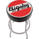 Bigsby Round Logo Barstool, Black, Red and White, 30"