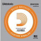D'Addario BW026 Bronze Wound Acoustic Guitar Single String .026