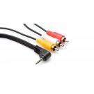 Hosa - C3M-110 - Camcorder AV Breakout Cable, 3.5 mm TRRS to Composite Video and Stereo Audio, 10 ft