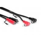 Hosa - CRA-201DJ - Stereo Interconnect, Dual RCA to Dual Right-angle RCA with Ground Wire, 1 m