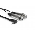 Hosa - CYX-401F - Camcorder Microphone Cable, Dual XLR3F to Right-angle 3.5 mm TRS, 1 ft