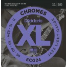 D'Addario ECG24 Chromes Flat Wound Electric Guitar Strings Jazz Light 11-50