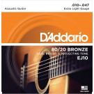 D'Addario EJ10 Bronze Acoustic Guitar Strings Extra Light 10-47