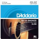 D'Addario EJ36 12-String Bronze Acoustic Guitar Strings Light 10-47