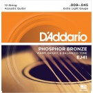 D'Addario EJ41 12-String Phosphor Bronze Acoustic Guitar Strings Extra Light 9-45