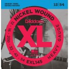 D'Addario EXL145 Nickel Wound Electric Guitar Strings Heavy 12-54 with Plain Steel 3rd