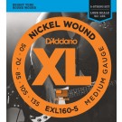 D'Addario EXL160-5 5-String Nickel Wound Bass Guitar Strings Medium 50-135 Long Scale
