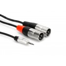 Hosa - HMX-015Y - Pro Stereo Breakout, REAN 3.5 mm TRS to Dual XLR3M, 15 ft