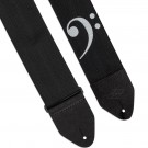 LM - LMX375  Bass Clef Guitar Strap Black with Bass Clef design.