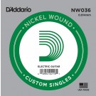 D'Addario NW036 Nickel Wound Electric Guitar Single String .036