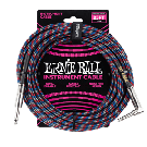 Ernie Ball 7.5 Meter Braided Straight / Angle Instrument Cable, Black / Red / Blue / White