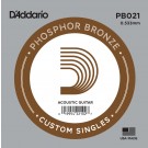 D'Addario PB021 Phosphor Bronze Wound Acoustic Guitar Single String .021