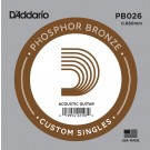 D'Addario PB026 Phosphor Bronze Wound Acoustic Guitar Single String .026