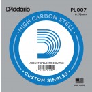 D'Addario PL007 Plain Steel Guitar Single String .007