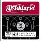 D'Addario PL013-5 Plain Steel Guitar Single String .013 5-pack