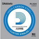 D'Addario PL024 Plain Steel Guitar Single String .024
