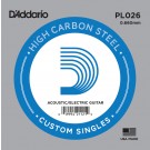 D'Addario PL026 Plain Steel Guitar Single String .026