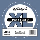 D'Addario PSB080M ProSteels Bass Guitar Single String Medium Scale .080