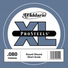 D'Addario PSB080S ProSteels Bass Guitar Single String Short Scale .080