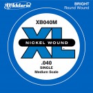 D'Addario XB040M Nickel Wound Bass Guitar Single String Medium Scale .040