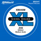 D'Addario XB045M Nickel Wound Bass Guitar Single String Medium Scale .045