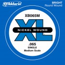 D'Addario XB065M Nickel Wound Bass Guitar Single String Medium Scale .065