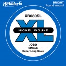 D'Addario XB080SL Nickel Wound Bass Guitar Single String Super Long Scale .080