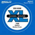 D'Addario XB105M Nickel Wound Bass Guitar Single String Medium Scale .105