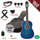 Ashton CG12 1/2 Size Nylon String Guitar Pack Blue Burst