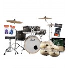 Pearl Decade Maple 20" Fusion Drum Kit Bundle Pack  in Satin Black Burst