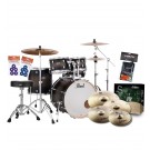 Pearl Decade Maple 22" Fusion Plus Drum Kit Bundle Pack in Satin Black Burst