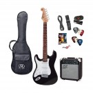 SX Left Handed 4/4 Size Electric Guitar Kit in Black