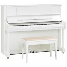 Yamaha U1JPWHC 121cm Polished White Upright Piano with Chrome Fittings