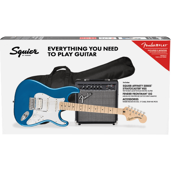 Squier Affinity Series™ Stratocaster HSS Pack, Maple Fingerboard, Lake Placid Blue, Gig Bag, 15G - 240V AU
