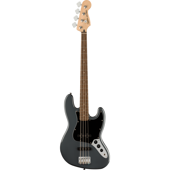 Squier Affinity Series Jazz Bass With Laurel Fingerboard With Black Pickguard In Charcoal Frost Metallic