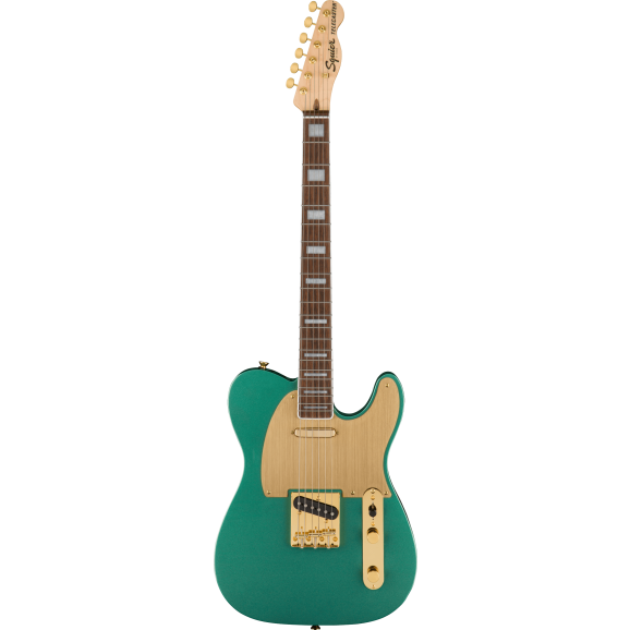 Squier 40th Anniversary Telecaster, Gold Edition, Laurel Fingerboard, Gold Anodized Pickguard, Sherwood Green Metallic