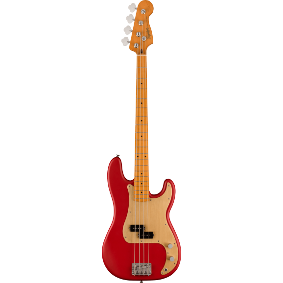 Squier 40th Anniversary Precision Bass, Vintage Edition, Maple Fingerboard, Gold Anodized Pickguard, Satin Dakota Red