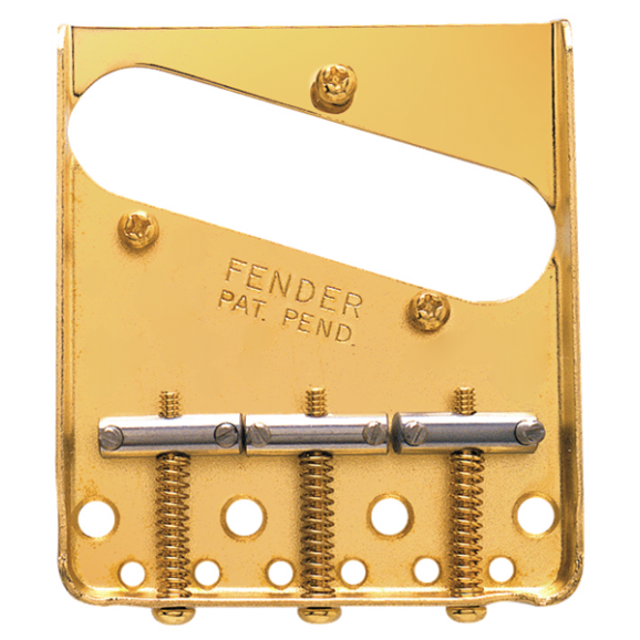 Fender (Parts) - 3-Saddle American Vintage Telecaster Bridge Assembly with Chromed-Brass Saddles (Gold)
