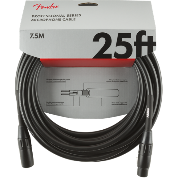 Fender - Professional Series Microphone Cable - 25' - Black