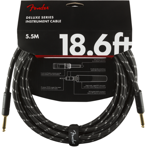 Fender - Deluxe Series Instrument Cable - Straight/Straight - 18.6' - Black Tweed