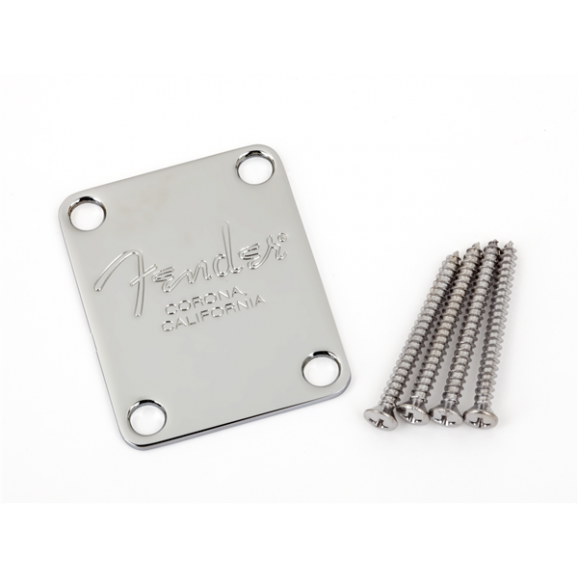 Fender (Parts) - 4-Bolt American Series Bass Neck Plate with "Fender Corona" Stamp (Chrome)