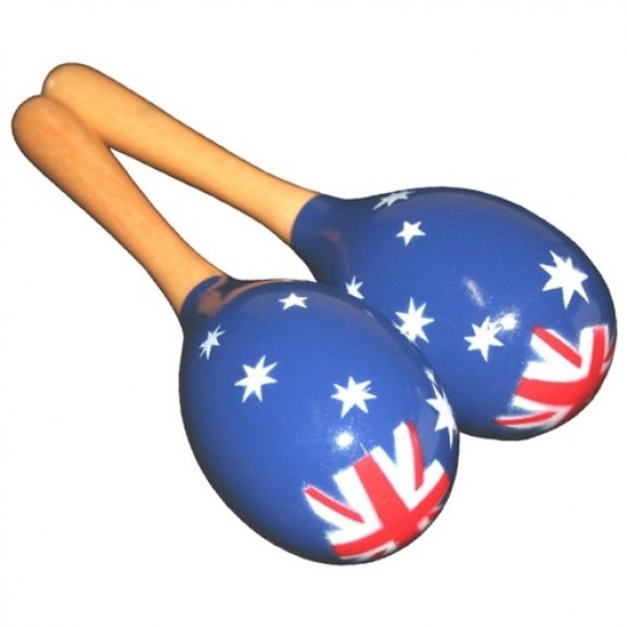 Maracas Small Wooden with Aussie Flag design