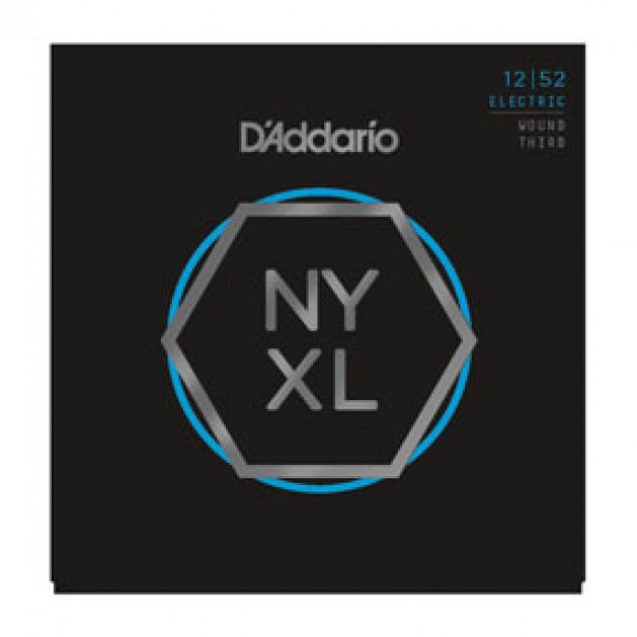 D'Addario NYXL1252W Nickel Wound  Light Wound 3rd 12-52 Electric Guitar Strings