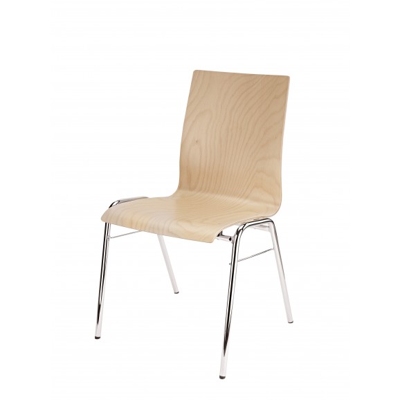 Konig & Meyer - 13400 Stacking Chair - Legs Chrome, Seating Beech Wood Natural