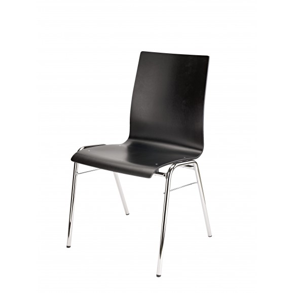 Konig & Meyer - 13405 Stacking Chair - Legs Chrome, Seating Black