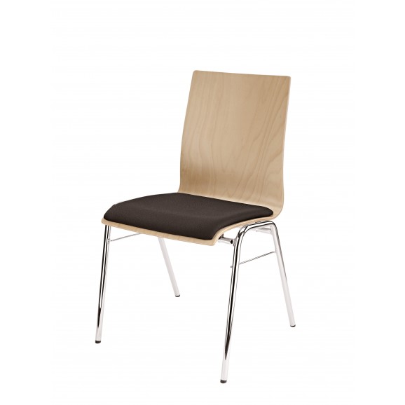 Konig & Meyer - 13410 Stacking Chair - Legs Chrome, Seating Beech Wood Natural