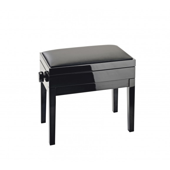 Konig & Meyer - 13951 Piano Bench With Sheet Music Storage - Bench Black Glossy Finish, Seat Black Imitation Leather