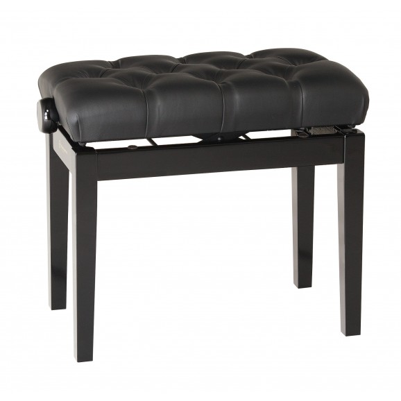 Konig & Meyer - 13980 Piano Bench With Quilted Seat Cushion - Bench Black Glossy Finish, Seat Black Imitation Leather