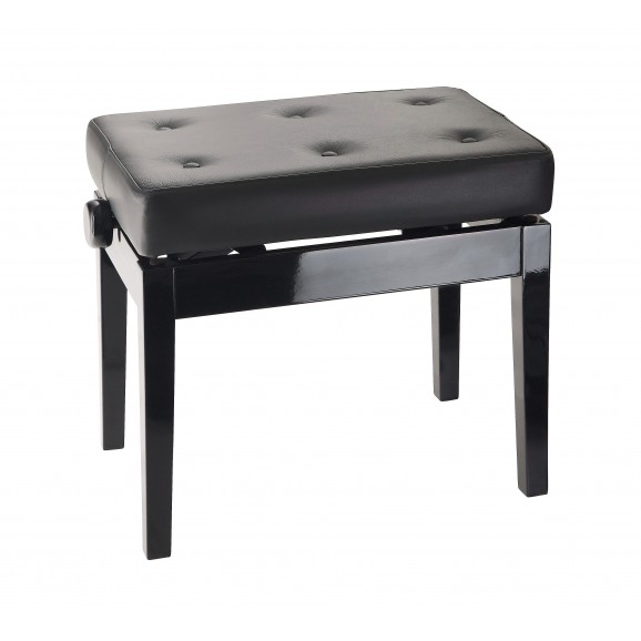 Konig & Meyer - 13995 Piano Bench With Quilted Seat Cushion - Bench Black Glossy Finish, Seat Black Leather