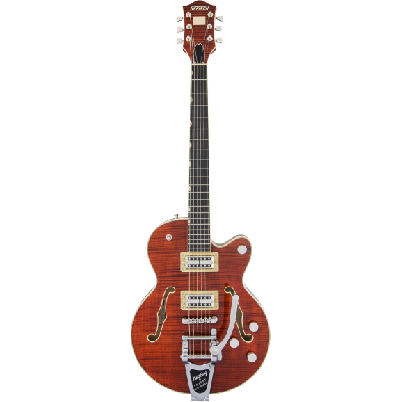 Gretsch − G6659TFM Players Edition Broadkaster Jr. Center Block Single-Cut with String-Thru Bigsby and Flame Maple, Ebony Fingerboard, Bourbon Stain
